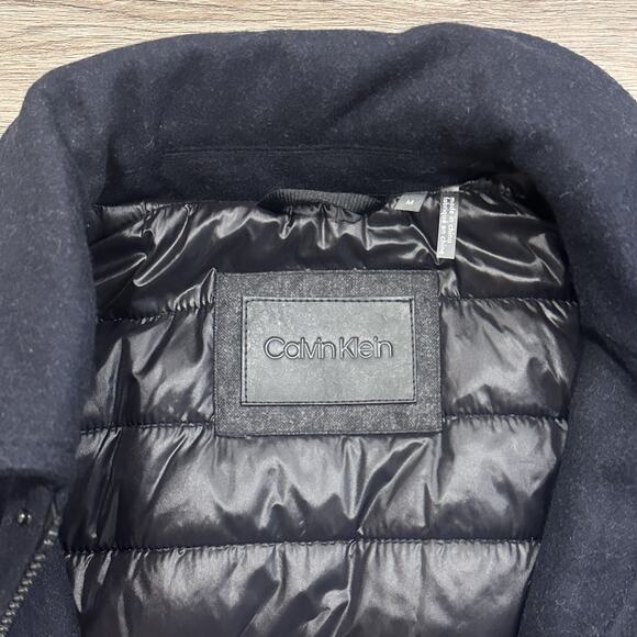 Calvin Klein Men’s Med Wool Duffle Navy Coat Jacket Removable Hood EUC - Picture 12 of 16